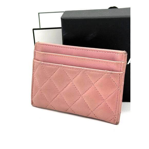 Chanel Metallic Quilted Boy Card Holder Pink*FULL INCLUSION*original COA CARD - Picture 4 of 13